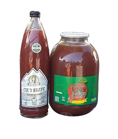 Сік яблучний АДАМІВКА 1л, пляшка скляна